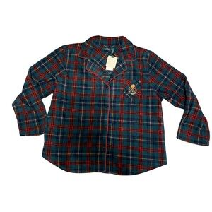 NWT Lauren Ralph Lauren Women's Plaid Pajama Shirt Sleepwear Fleece SZ 2X